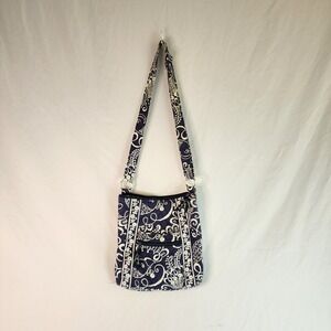 Vera Bradley Hipster Crossbody Shoulder Bag Indigo Pop Pattern Navy Blue\White